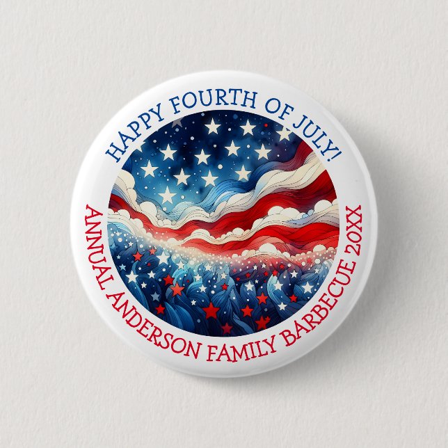 Happy Fourth of July Personalized Button (Front)