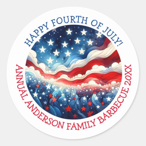 Happy Fourth of July Personalized Classic Round Sticker