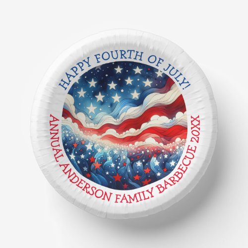 Happy Fourth of July Personalized Paper Bowls