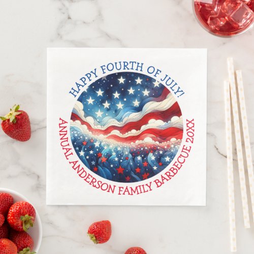 Happy Fourth of July Personalized Paper Dinner Napkins