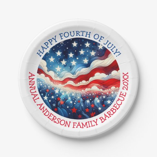 Happy Fourth of July Personalized Paper Plates