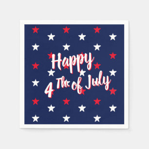 Happy fourth of July red white and navy blue stars Napkins