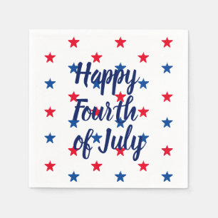 Happy fourth of July red white blue stars Napkins
