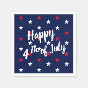 Happy Fourth of July red white & navy blue stars Napkins