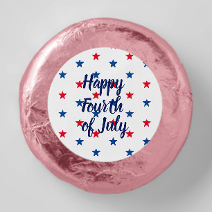 Happy fourth of July script red white blue stars Dipped Oreo Cookie Favors