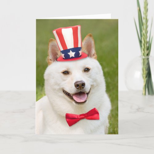 Happy Fourth of July Shiba Inu Dog in Hat Holiday Card