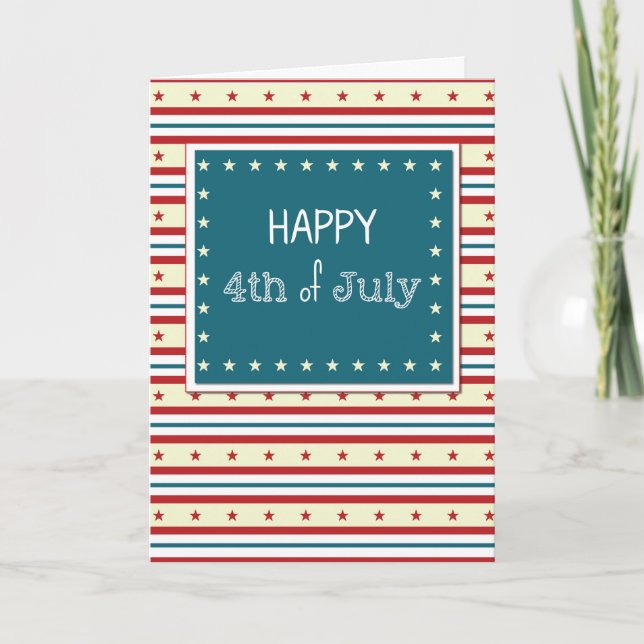 Happy Fourth of July Stars and Stripes Card (Front)