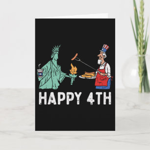 Happy Fourth Statue Of Liberty Uncle Sam Funny 4th Card