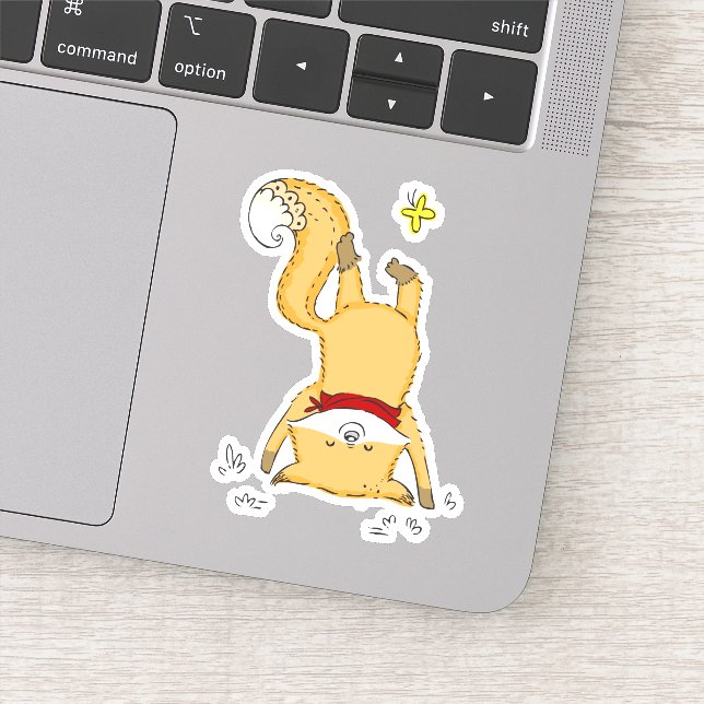 Happy Fox and Butterfly Friend Illustration Sticker (Detail)