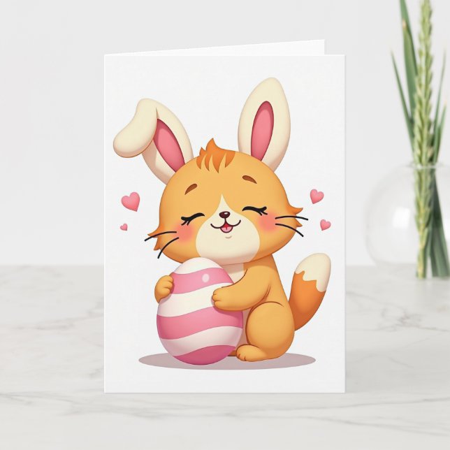 Happy Fox Rabbit Friend Card (Front)