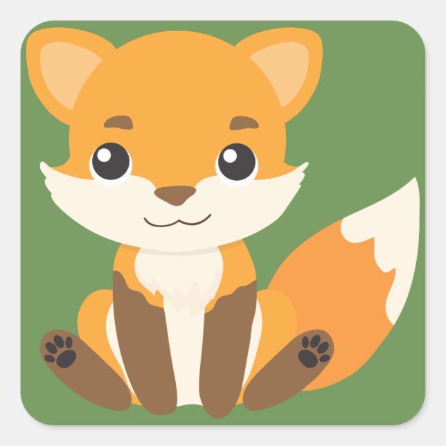 Happy Fox Square Sticker (Front)