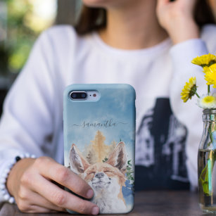 Happy Fox With name Watercolor Woodland iPhone 12 Pro Max Case