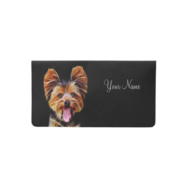 Happy fractalius Yorkie Checkbook Cover Zazzle