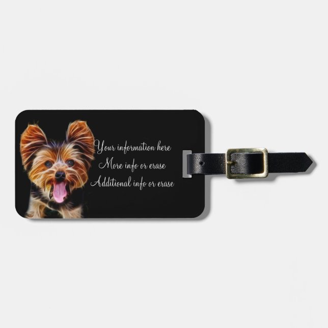 Happy fractalius Yorkie Luggage Tag (Front Horizontal)