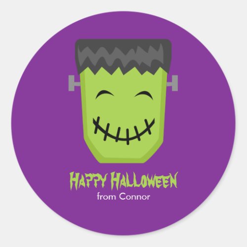 Happy Frankenstein Kids Halloween Classic Round Sticker