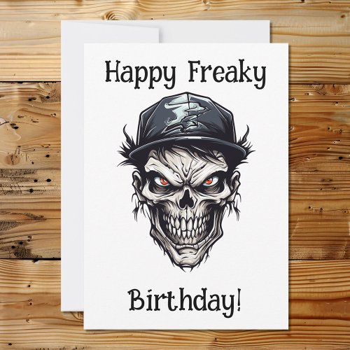 Happy Freaky Birthday Zombie Character Holiday Card