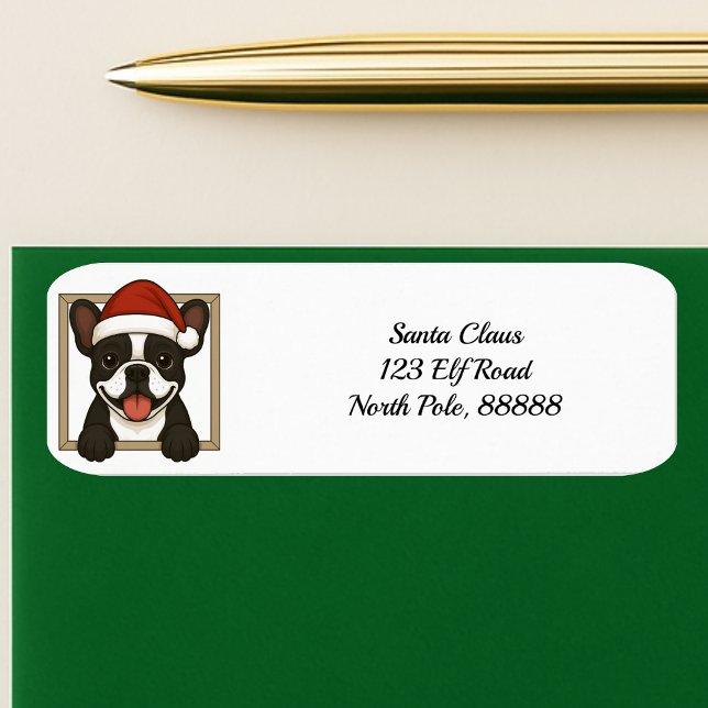 Happy French Bulldog Christmas Return Address Label (Creator Uploaded)