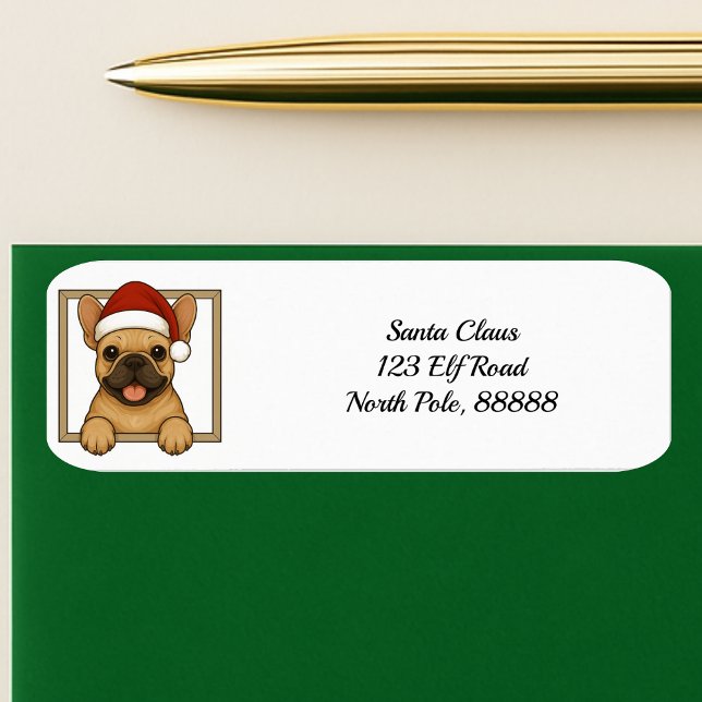 Happy French Bulldog Christmas Return Address Label (Creator Uploaded)
