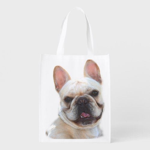 Happy French Bulldog Grocery Bag