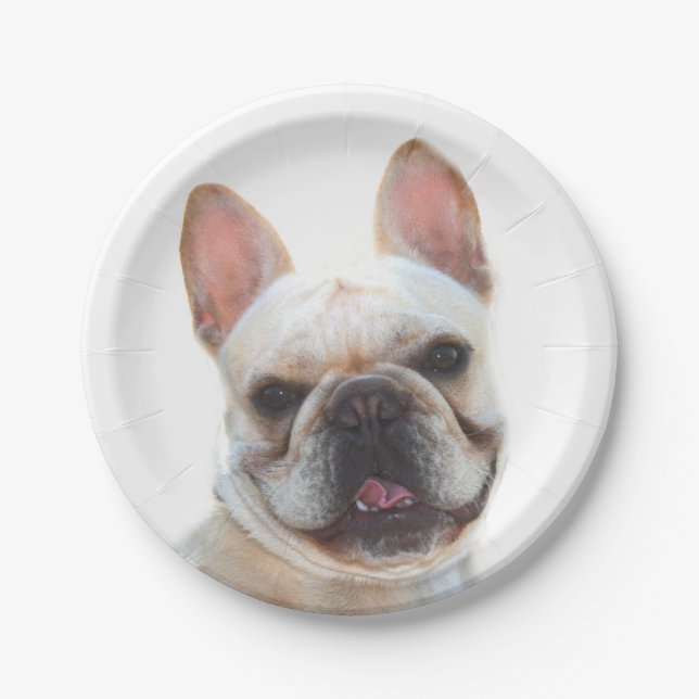Happy French Bulldog Paper Plates (Front)