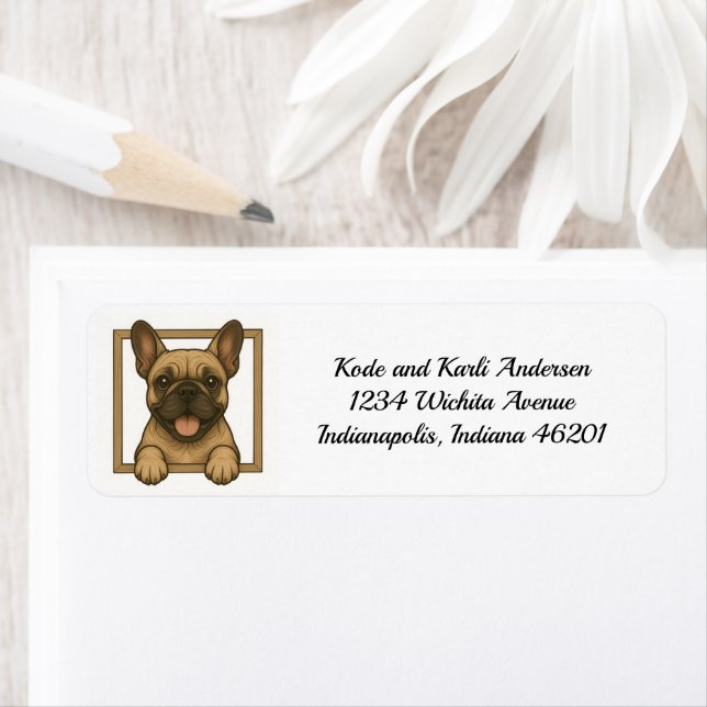 Happy French Bulldog Return Address Label (Insitu)