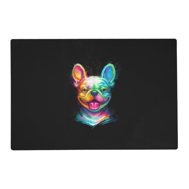 Happy French Bulldog Smiling Face Placemat (Front)