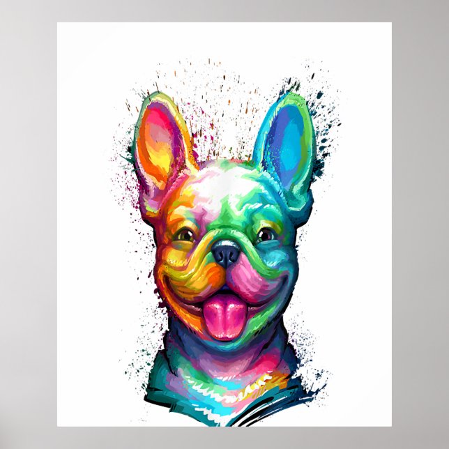 Happy French Bulldog Smiling Face Poster (Front)
