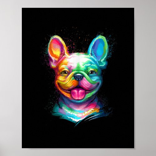 Happy French Bulldog Smiling Face Poster