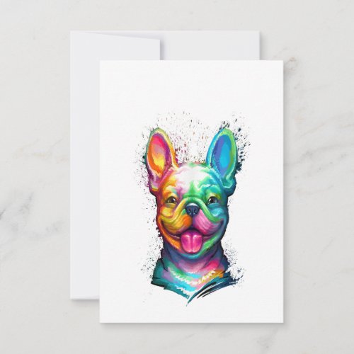 Happy French Bulldog Smiling Face RSVP Card