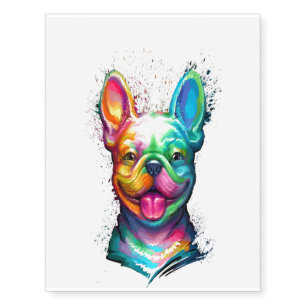 Happy French Bulldog Smiling Face Temporary Tattoos