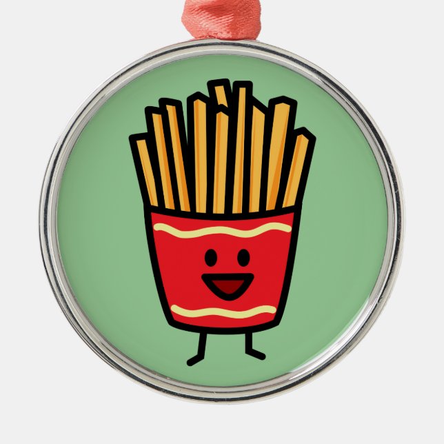 Happy French Fries Metal Ornament (Front)