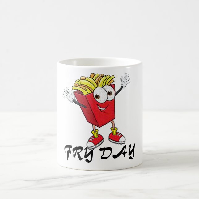 happy friday fry-day funny design cool coffee coffee mug (Center)