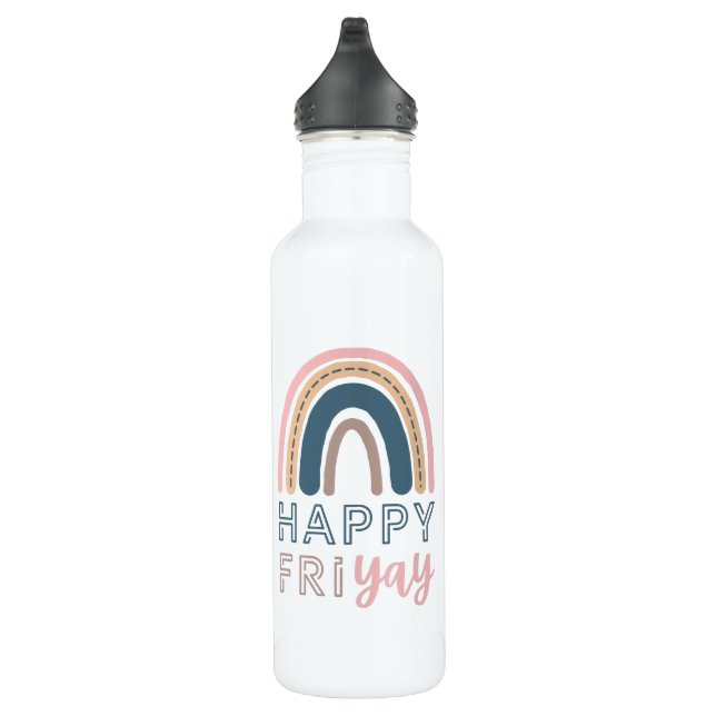 Happy Friday Fun Teacher Friday Rainbow Stainless Steel Water Bottle (Right)