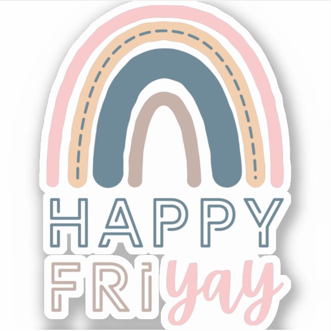 Happy Friday Fun Teacher Friday Rainbow Sticker (Front)
