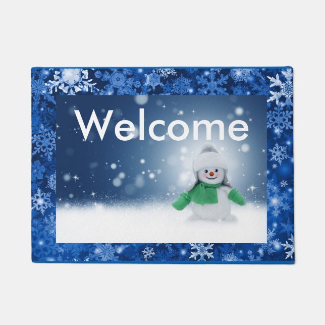 Happy Friendly Snowman Doormat (Front)