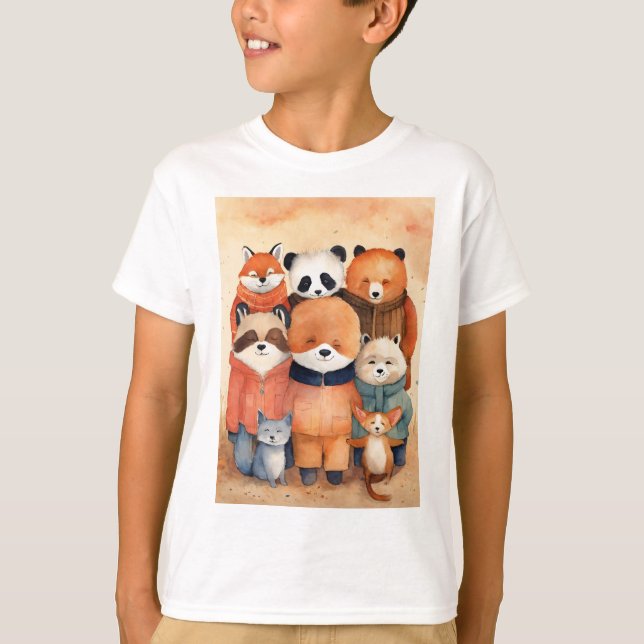 happy friends cuddling kid's tshirt (Front)