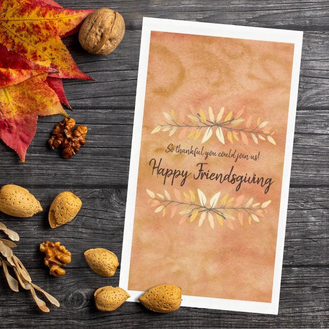 Happy Friendsgiving Autumn Color Leaf Paper Guest Towels (Creator Uploaded)