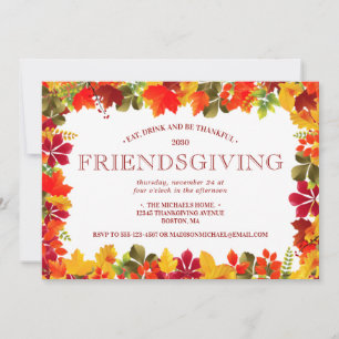 Happy Friendsgiving Autumn Dinner Party Feast Invitation