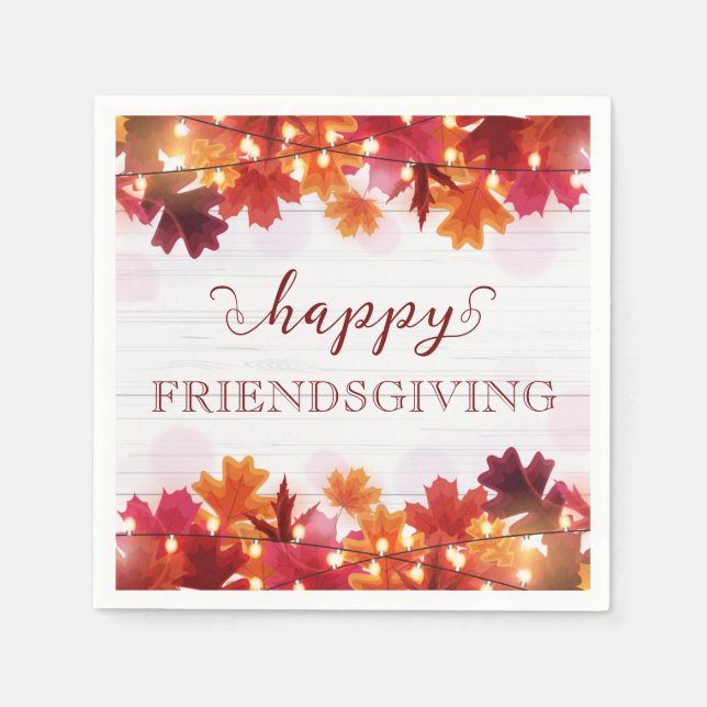 Happy Friendsgiving Autumn Dinner Party Feast Napkins (Front)