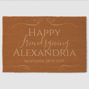 Happy Friendsgiving Chic Elegant Matching Fiber Doormat
