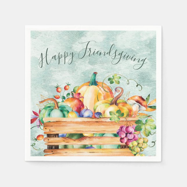 Happy Friendsgiving Dinner Party Autumn Fall Napkins (Front)