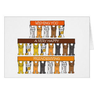Happy Friendsgiving November Cartoon Cats Cards