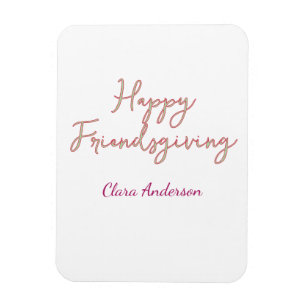  Happy friendsgiving pink green name date stylish  Magnet