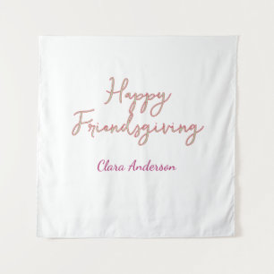 Happy friendsgiving pink green name date stylish  Tapestry