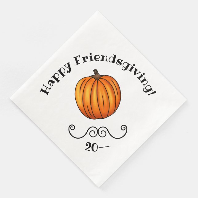 Happy Friendsgiving pumpkin simple Paper Dinner Napkins (Corner)