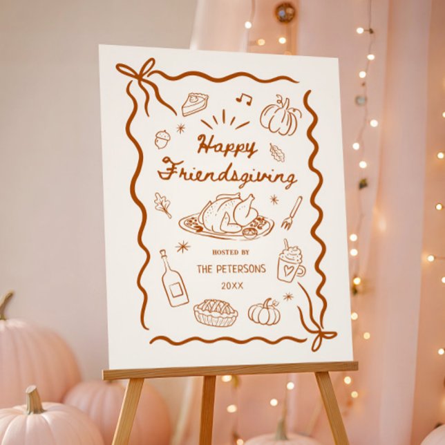 Happy Friendsgiving Thanksgiving Party Welcome Foam Board (Creator Uploaded)