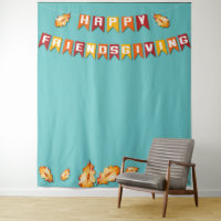 Happy Friendsgiving Thanksgiving Photo Booth Blue Tapestry