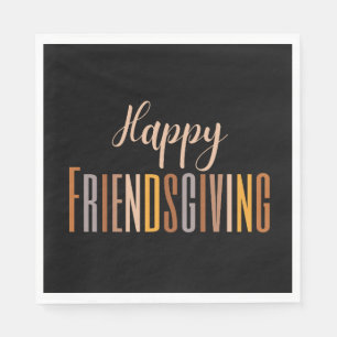 Happy Friendsgiving Thanksgiving Typography Fall Napkins