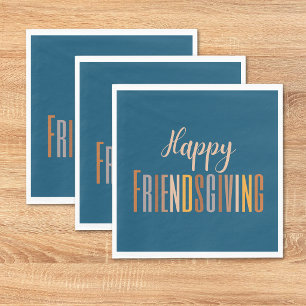 Happy Friendsgiving Thanksgiving Typography Fall Napkins