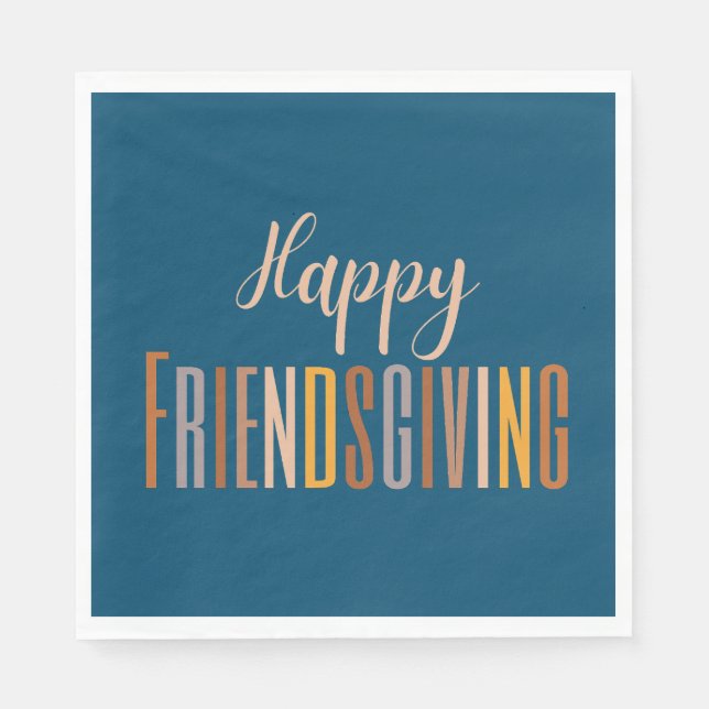 Happy Friendsgiving Thanksgiving Typography Fall Napkins (Front)